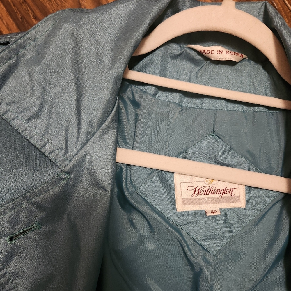 🍁Worthington Trench Rain Coat Emerald Green Sz 4P - Picture 6 of 10